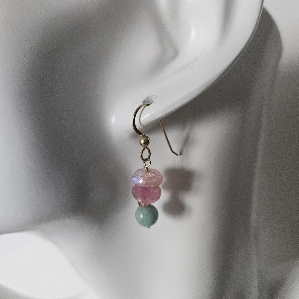 Gold-filled Tourmaline And Amazonite Earrings